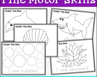 Under The Sea Tracing Practice Worksheets, Fine Motor Skills Practice, Pre-Writing Practice, Ocean Tracing Pages, Pencil Control Practice