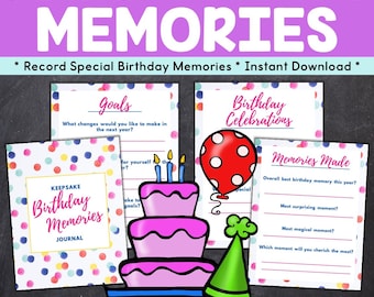 Birthday Memories Keepsake Journal, Reflections Journal, DIY Birthday Memory Book, Unique Birthday Gift Ideas, Special Birthday Occasions