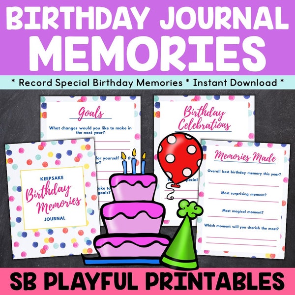 Birthday Memories Keepsake Journal, Reflections Journal, DIY Birthday Memory Book, Unique Birthday Gift Ideas, Special Birthday Occasions