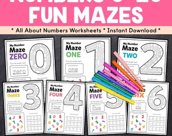 Printable Number Mazes for Kids, Educational Number Maze Worksheets, Interactive Number Maze Puzzles, Fine Motor Skills Activities for Kids