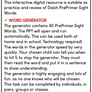 Preprimer Sight Words Practice and Review, Sight Word Generator ...