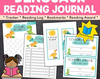 Dinosaur Printable Reading Log for Kids, Book Tracker Challenge for Kids, Dinosaur Reading Activities for Home School, Reading Award