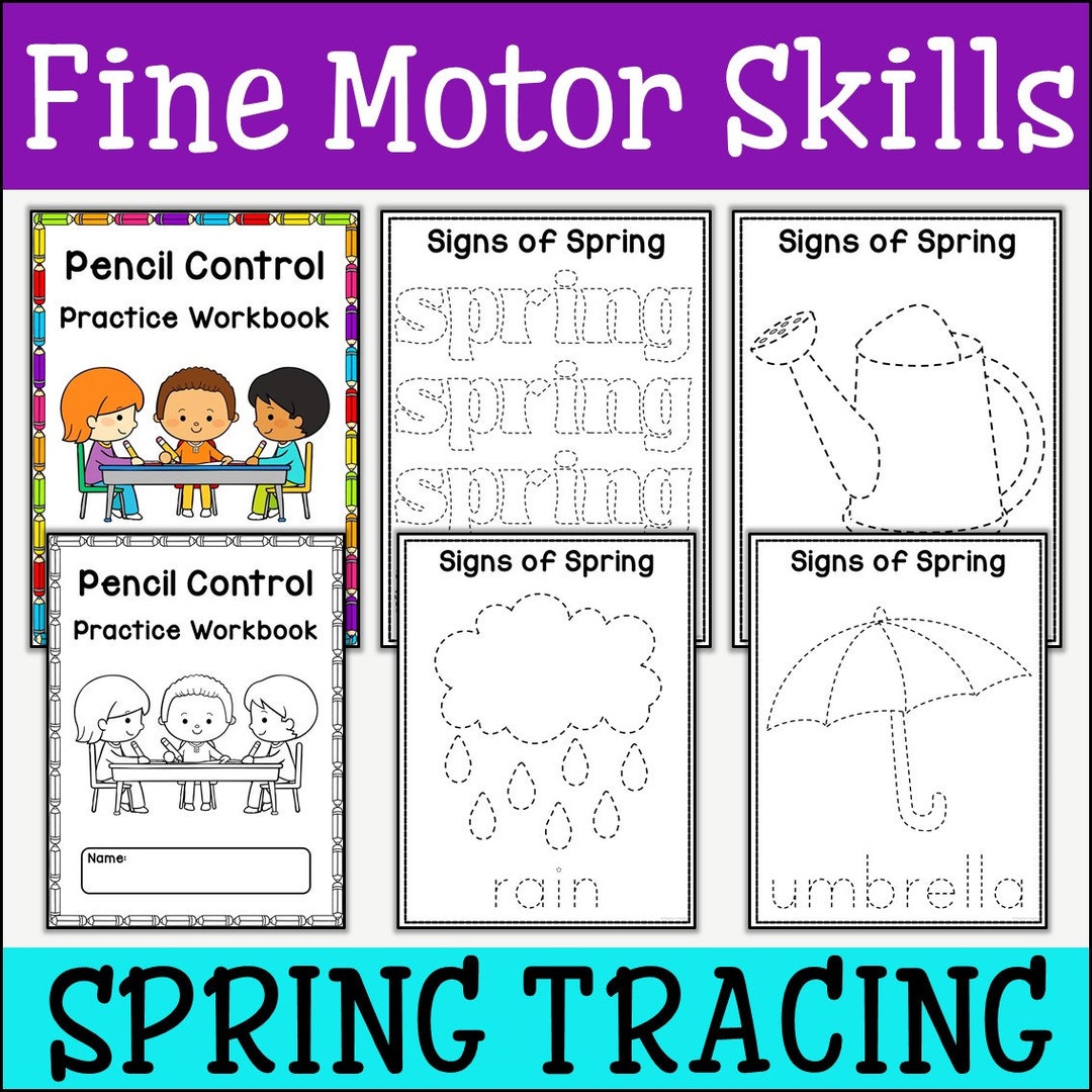 Signs of Spring Tracing Practice Worksheets, Fine Motor Skills Practice