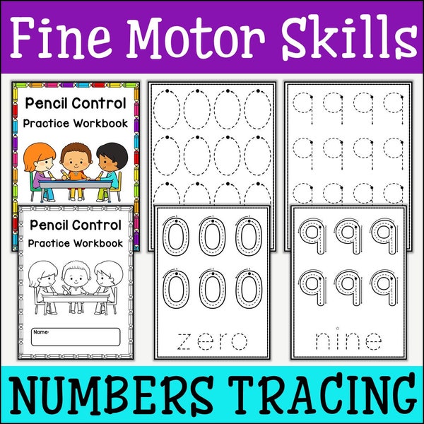 Tracing Practice Worksheets, Fine Motor Skills Practice, Pre-Writing Practice, Numbers 0-9 Practice Pages, Pencil Control for Early Writers