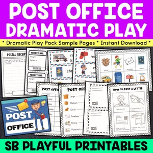 Jeu de simulation au bureau de poste, Jeux à imprimer pour le bureau de poste, Activité scolaire à domicile, Jeu dramatique au bureau de poste, Apprentissage pratique