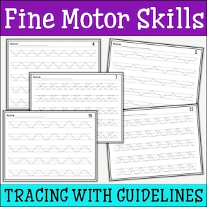 Tracing Practice Worksheets, Fine Motor Skills Practice, Pre-Writing Practice, Differentiated Tracing With Guidelines, Pencil Control
