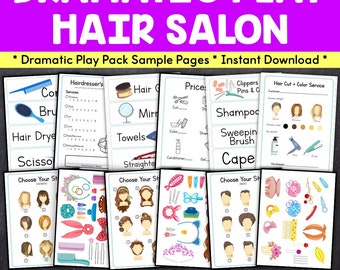 Hair Salon Pretend Play, Hair Salon Play Printables, Home-school Activity, Hair Salon Dramatic Play, Hands On Learning