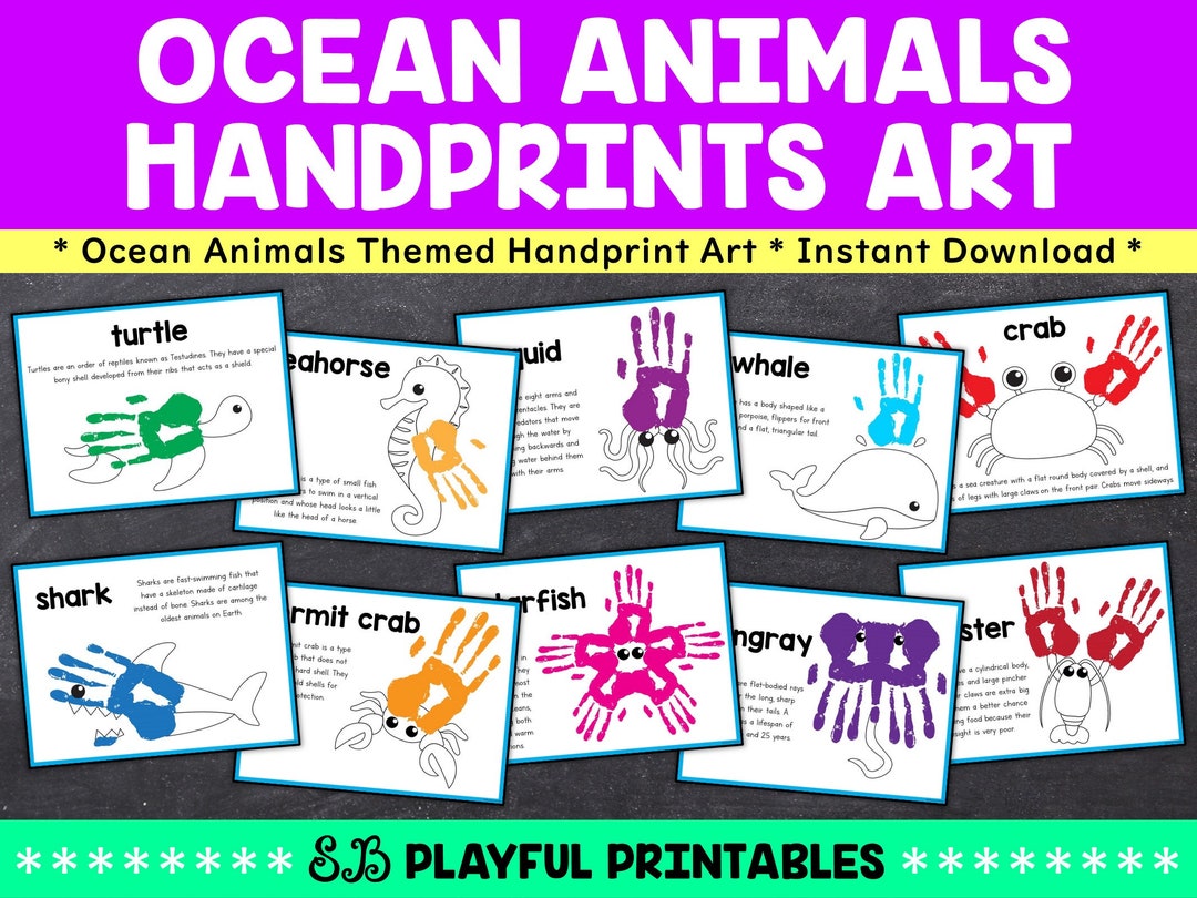 Ocean Animals Handprint Art for Kids Ocean Themed Printable