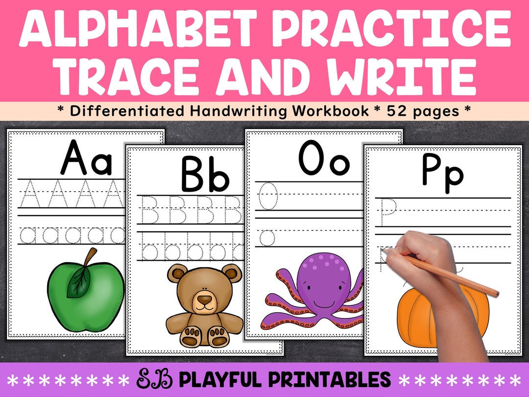 Alphabet Handwriting Practice Worksheets Letter Tracing and - Etsy