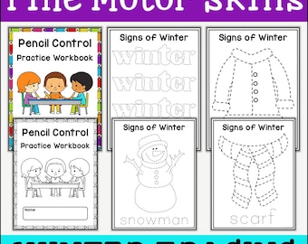 Signs of Winter Tracing Practice Worksheets, Fine Motor Skills Practice, Pre-Writing Practice, Winter Tracing Pages, Pencil Control Practice