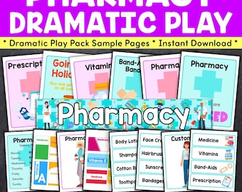 Pharmacy Pretend Play, Pharmacy Play Printables, Home School Activity, Pharmacy Dramatic Play, Hands On Learning