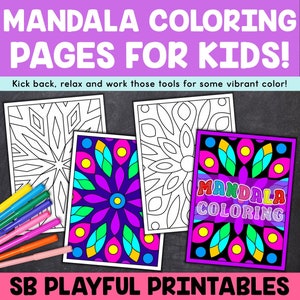 Mandala Coloring Pages for Kids, Printable Mandala Floral Art, Mandala Coloring Book for Kids, Fun Mandala Color In Patterns