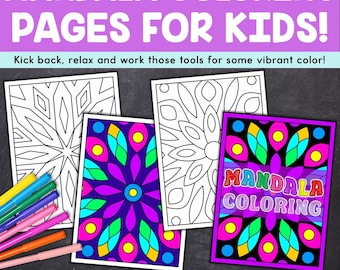 Mandala Coloring Pages for Kids, Printable Mandala Floral Art, Mandala Coloring Book for Kids, Fun Mandala Color In Patterns