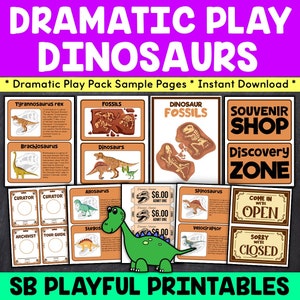 Dinosaur Museum Pretend Play, Dinosaur Museum Play Printables, Home School Activity, Dinosaur Museum Dramatic Play, Hands On Learning