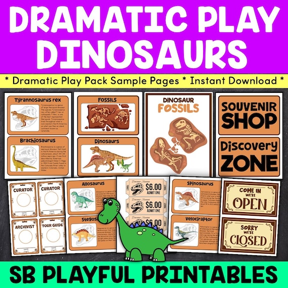 Dinosaur Museum Pretend Play, Dinosaur Museum Play Printables, Home School Activity, Dinosaur Museum Dramatic Play, Hands On Learning