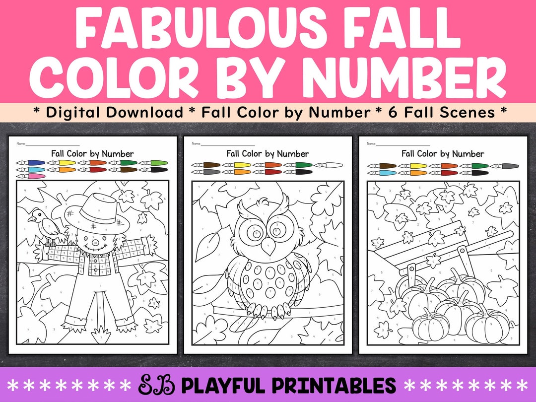 Color by Number Fall Coloring Pages