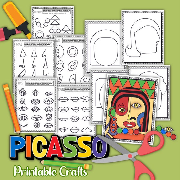 Printable Picasso Portraits Art for Kids, Picasso Portrait Templates for Kids, Picasso Art Activities for Kids, Picasso-inspired Portraits