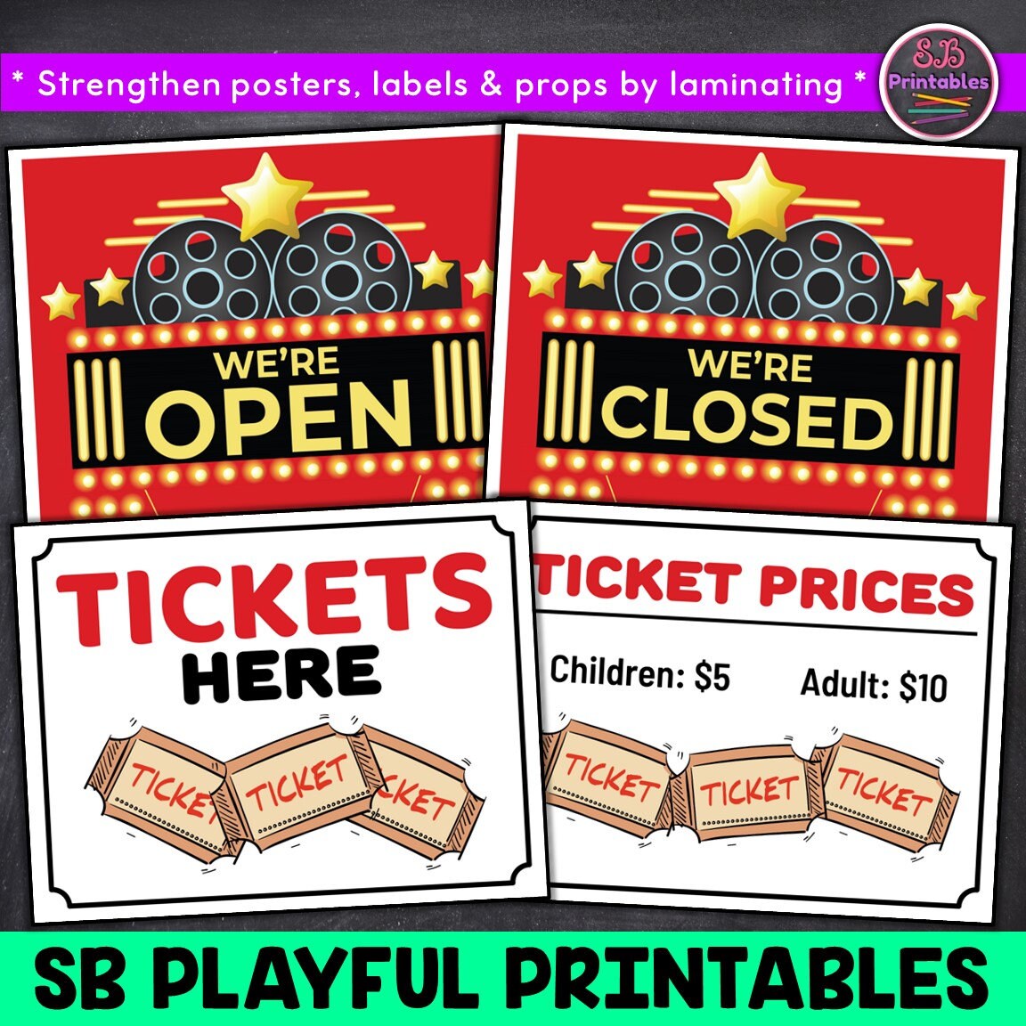 Movie Theater Pretend Play, Movie Theater Play Printables, Home School