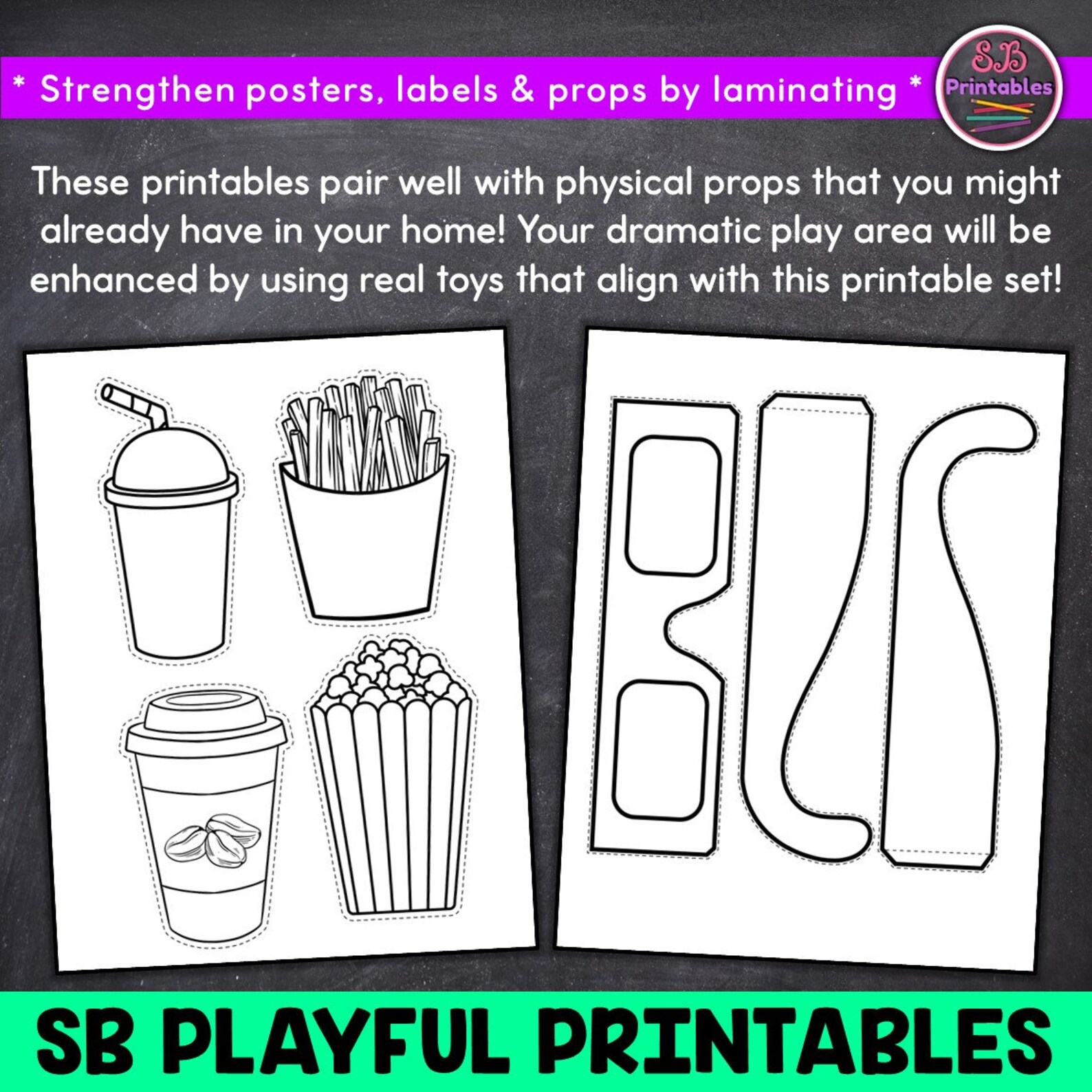 Movie Theater Pretend Play, Movie Theater Play Printables, Home School