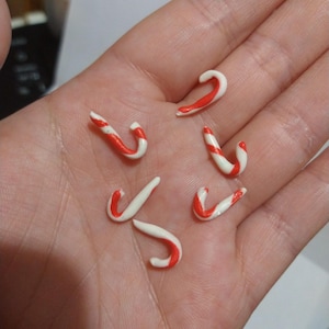 Set of 10 Handmade Tiny Miniature Fake Candy Canes for Barbie Doll Houses Props Tiny Christmas trees