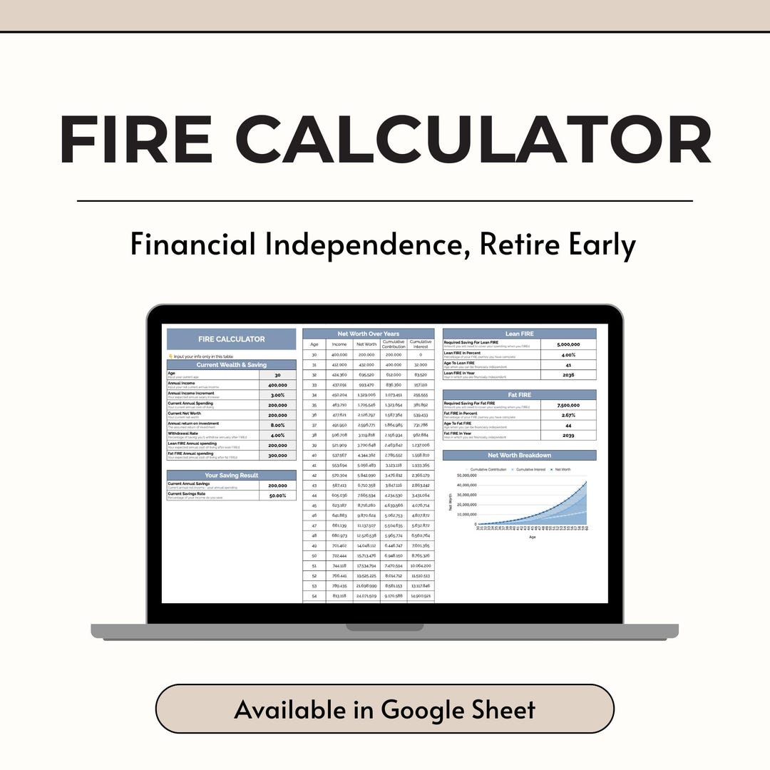 FIRE Retirement Calculator | Financial Independence Planner | Early ...