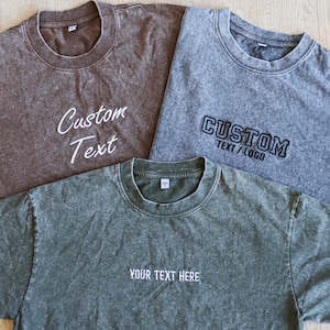 Custom T Shirt Personalized Embroidered T-Shirts Embroidered Tee Vintage Top Embroidered Tshirt Gift for Him Personalized Gifts