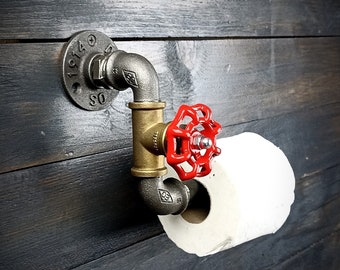 Dérouleur papier toilette industriel. Porte rouleaux WC original, Décoration d'intérieur vintage, Steampunk