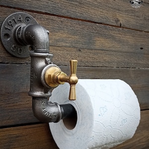 Portarotolo di carta igienica industriale in metallo, portarotolo da parete in stile idraulico, arredamento loft