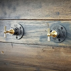 Coat hook, coat rack, tea towel hook for kitchen, bathroom, entryway. Industrial interior decoration. Vintage brass faucet