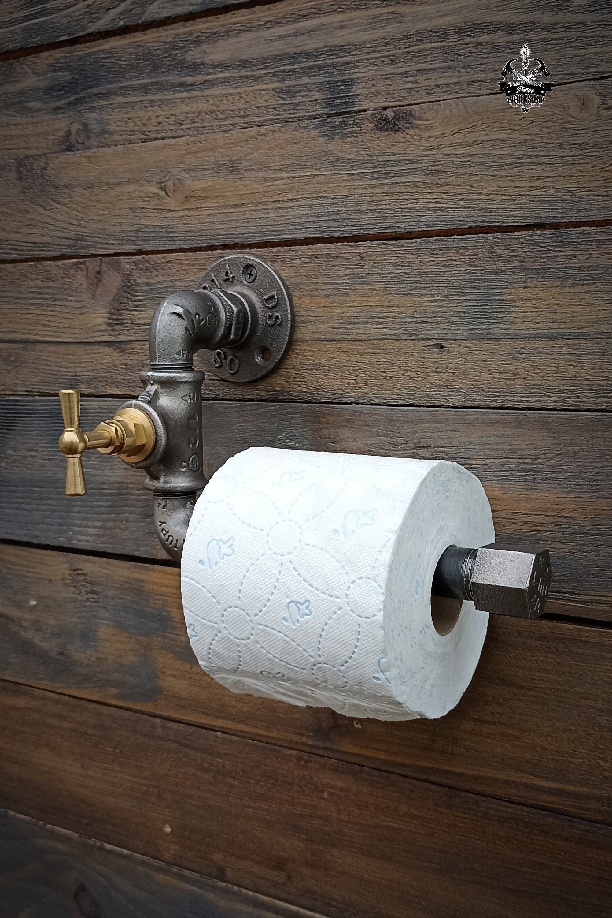 Dérouleur papier toilette industriel. Porte rouleaux WC original, Décoration  d'intérieur vintage, Plomberie, robinet laiton - Etsy France