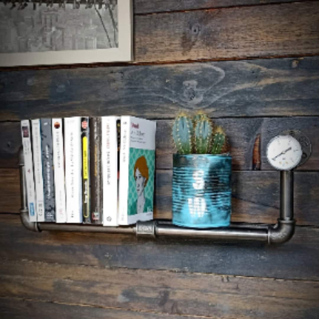 Industrial Metal Wall Shelf With Manometer. Library for Books Etsy