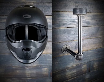 4 Porte-Casques Moto Mural - Support Acier Inoxydable Noir, Avec Crochets Pour Casque, Veste, Gants