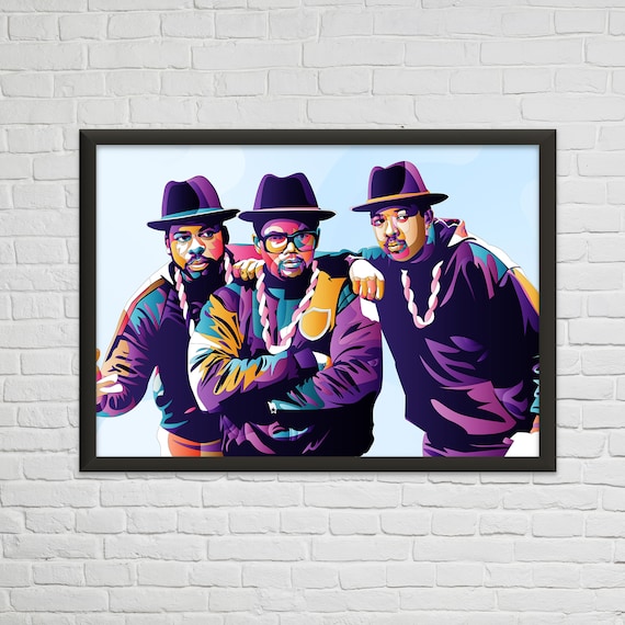 Run DMC Poster Wall Art Portrait Print Hip Hop Etsy