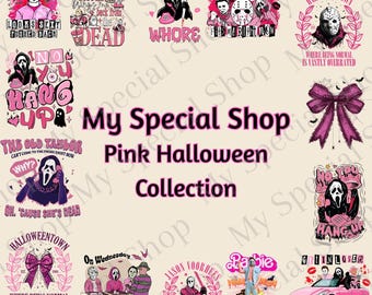 Pink Halloween PNG Bundle | Spooky Cute Pastel Clipart | Girly Kawaii Sublimation for Shirts, Mugs & DIY Crafts