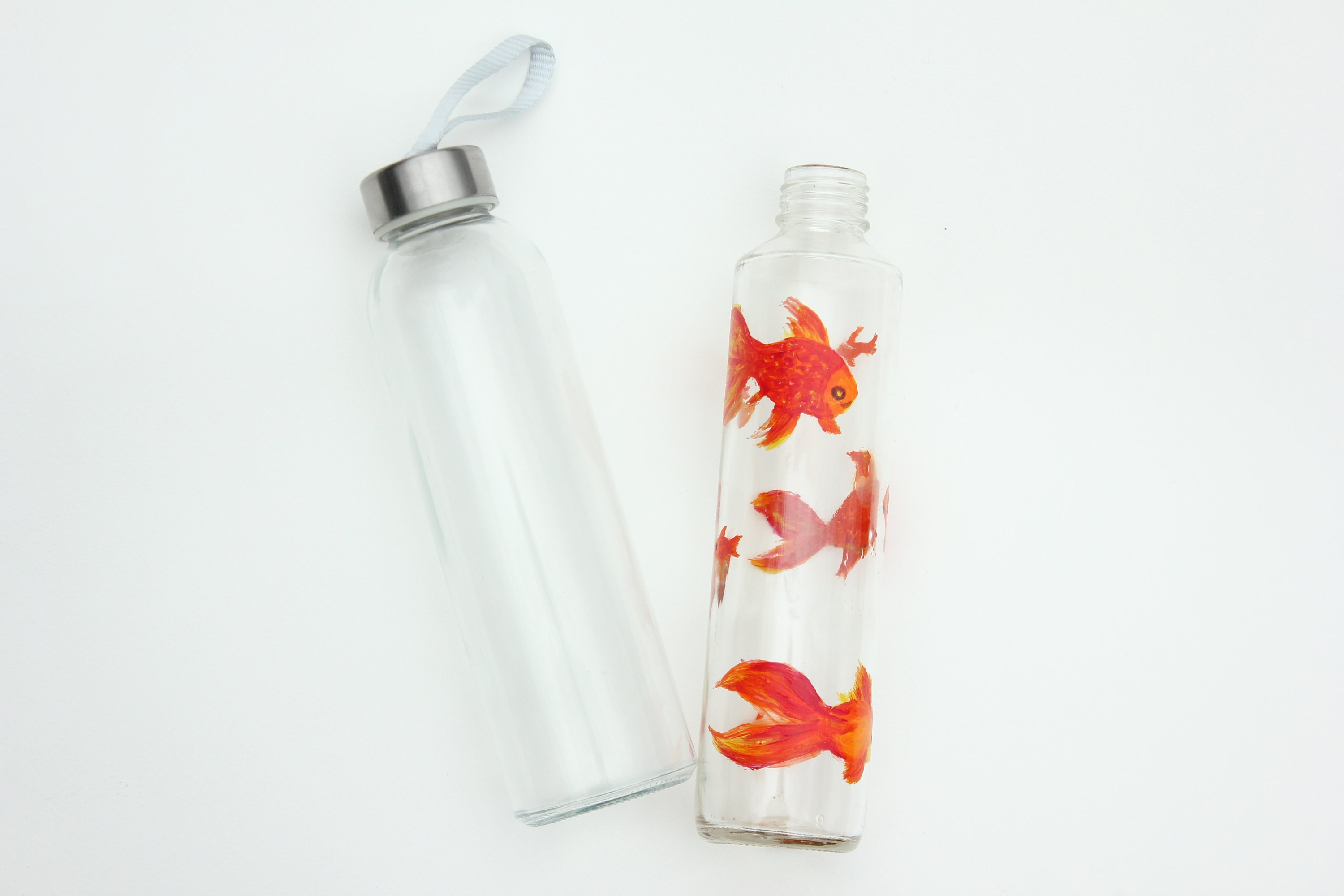 Personalised Hand Painted Glass Water Bottles