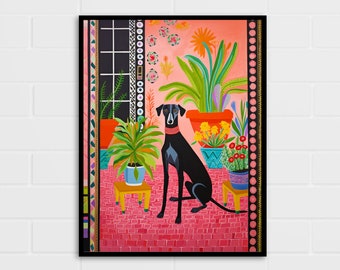 Floral Greyhound Art Print | Greyhound Gift | Dog Lover Gift | Multiple Sizes