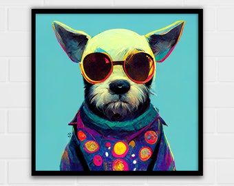 Groovy Terrier Print | Animal Print | Dog Wall Art | Multiple Sizes