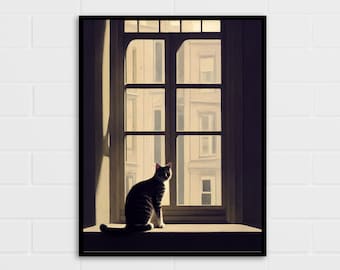 Cat in the Window Art Print | Animal Prints | Home Decor | Multiple Sizes