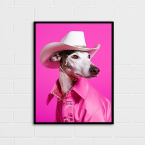 Retrato de galgo vaqueiro | Presente para amante de cães | Presente do galgo | Vários tamanhos