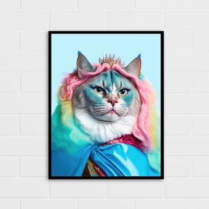 Regenbogen Katze Drag Queen Kunstdruck | Transvestit Katze | LGBT | Mehrere Größen