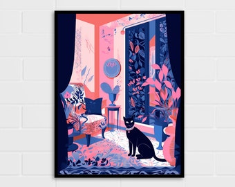 Cat Illustration Art Print | Cat Lover Gift | Multiple Sizes
