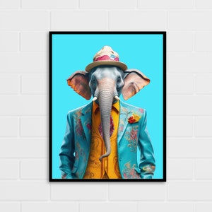 Smart Elephant Portrait | Elephant Art | Elephant Gift | Multiple Sizes