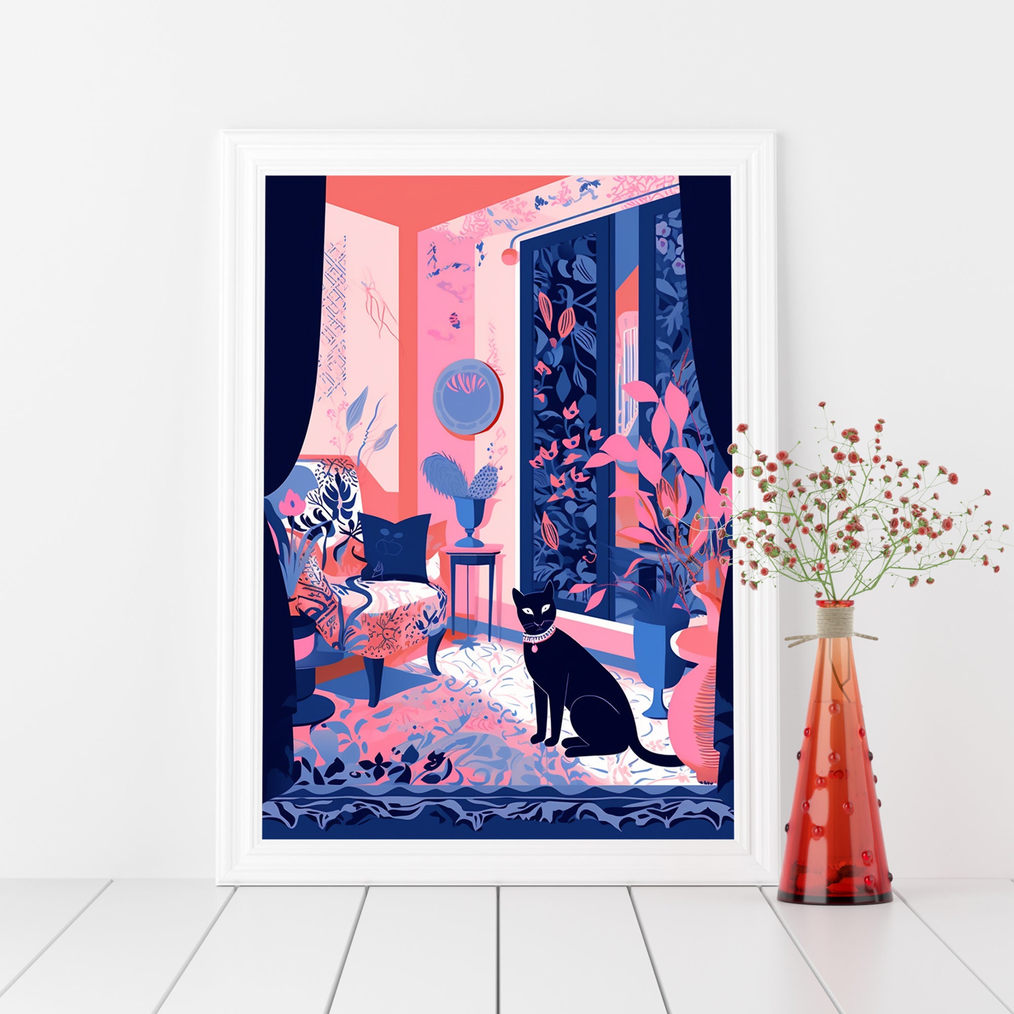 Cat Illustration Art Print | Cat Lover Gift | Multiple Sizes - Etsy