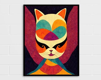 Abstract Cat Wall Art | Stylised Cat Print | Multiple Sizes