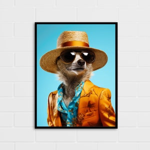 Cool Meerkat Art Print | Meerkat Gift | Multiple Sizes