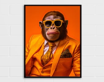 Posh Suited Ape Art | Monkey Print | Multiple Sizes
