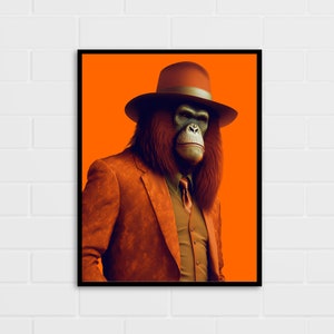 Orangutan Pimp Art Print | Orangutan Art | Multiple Sizes