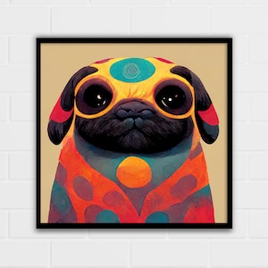 Funky Pug Portrait | Pug Print | Pug Art | Multiple sizes