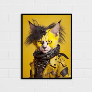 Punk Cat Print | Cat Portrait | Cat Gift | Multiple Sizes