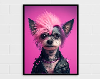 Yorkshire Terrier Art Print | Punk Dog Portrait Poster | Multiple Sizes